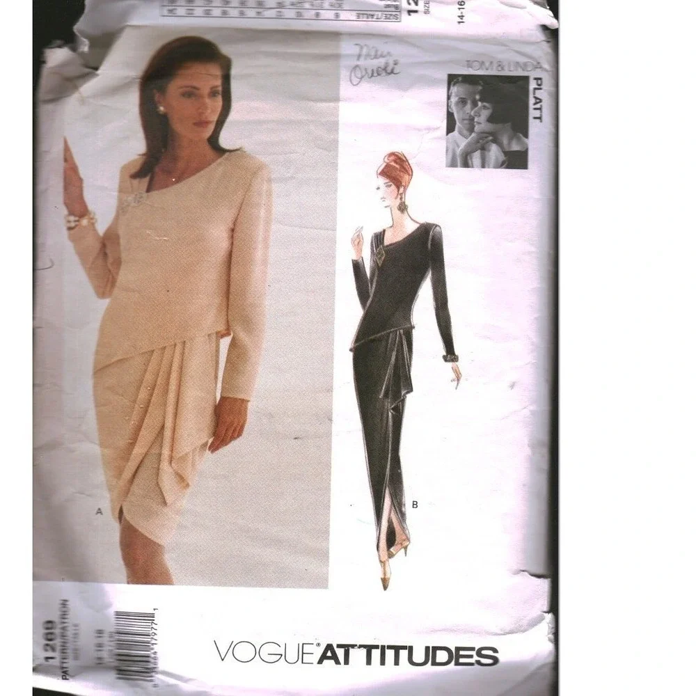 Vogue Attitudes 1269 Tom and Linda Platt Dress Sewing Pattern Size 14 16 18 Vtg